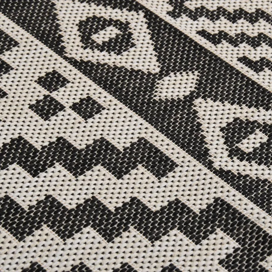 Tapis à tissage plat d'extérieur 120x170 cm Rayures noires - 5