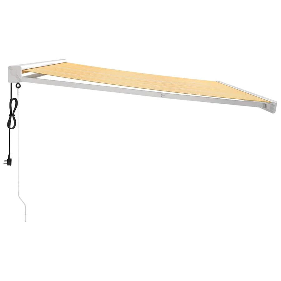 Auvent rétractable jaune et blanc 4x3 m tissu et aluminium - 5
