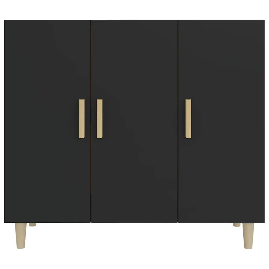 Buffet noir 90x34x80 cm bois d'ingénierie - 3