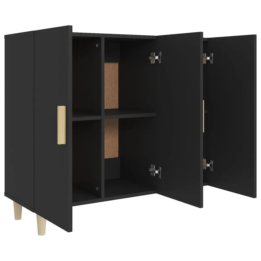 Buffet noir 90x34x80 cm bois d'ingénierie - 4