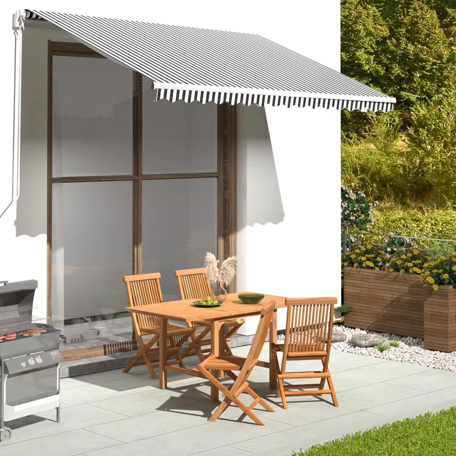 Tissu de remplacement pour auvent anthracite et blanc 3,5x2,5 m polyester