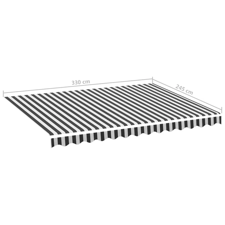 Tissu de remplacement pour auvent anthracite et blanc 3,5x2,5 m polyester - 6