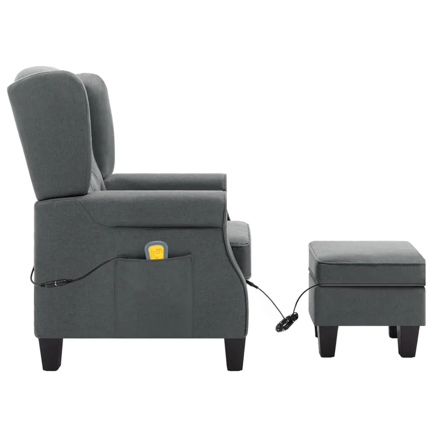 Fauteuil de massage avec repose-pied Gris clair Tissu - 4