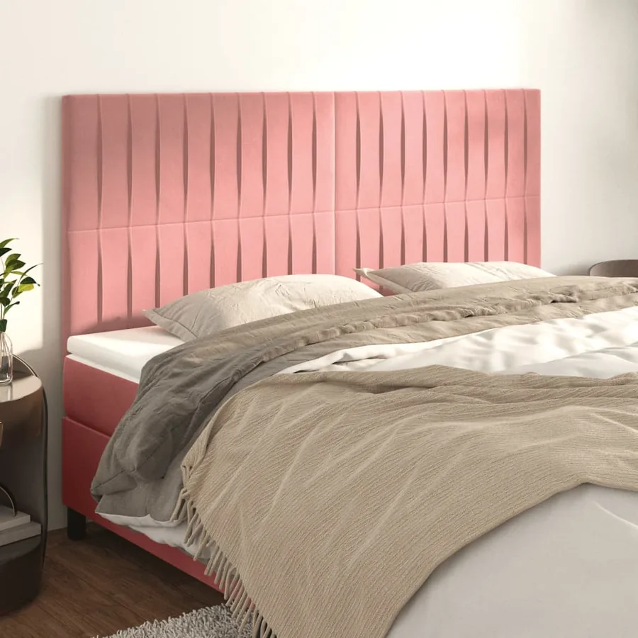 Tête de lit Rose 160x5x118/128 cm Velours