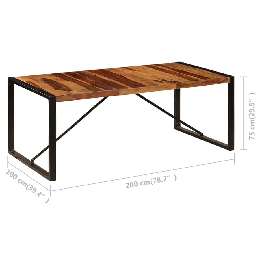 Table à dîner 200x100x75 cm Bois de Sesham solide - 6