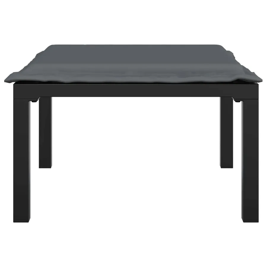 Repose-pied de jardin avec coussin noir et gris résine tressée - 3