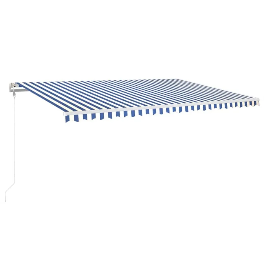 Auvent automatique capteur de vent LED 500x350 cm Bleu et blanc - 2