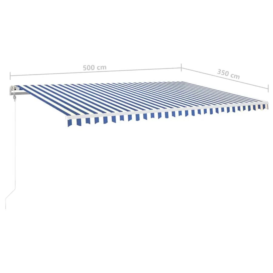 Auvent automatique capteur de vent LED 500x350 cm Bleu et blanc - 8