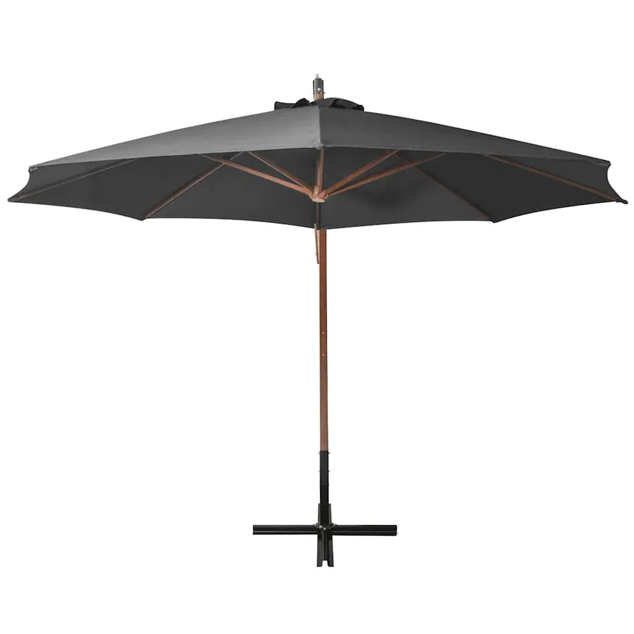 Parasol de jardin suspendu avec mât anthracite bois de sapin - 3