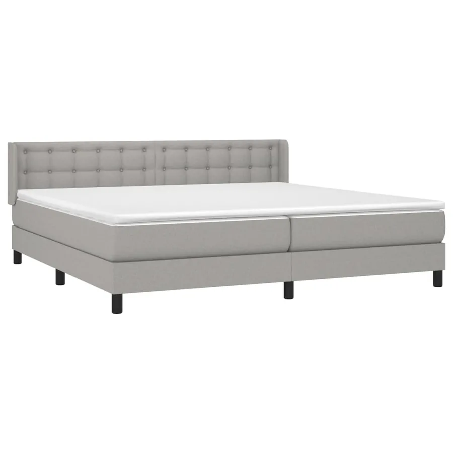 Sommier à lattes de lit avec matelas Gris clair 200x200cm Tissu - 3