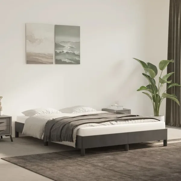 Cadre de lit sans matelas gris foncé 140x200 cm velours