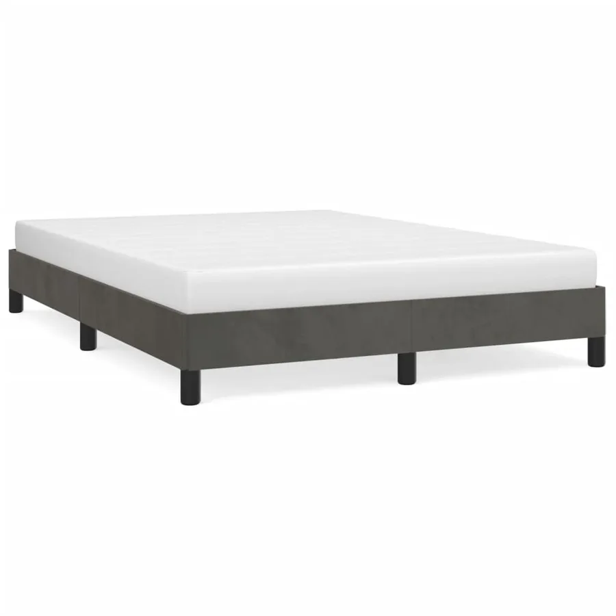 Cadre de lit sans matelas gris foncé 140x200 cm velours - 2