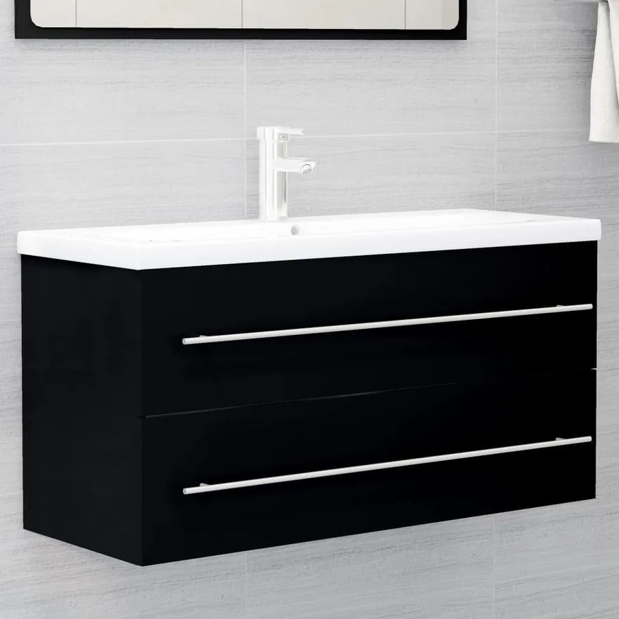 Armoire d'évier Noir 100x38,5x48 cm Bois d’ingénierie
