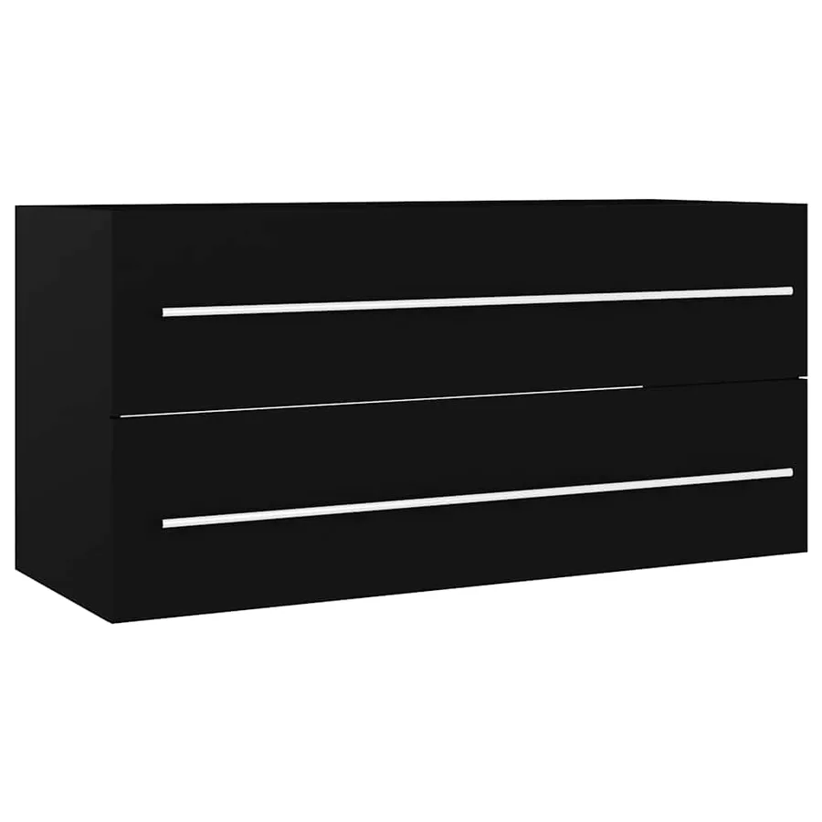 Armoire d'évier Noir 100x38,5x48 cm Bois d’ingénierie - 2