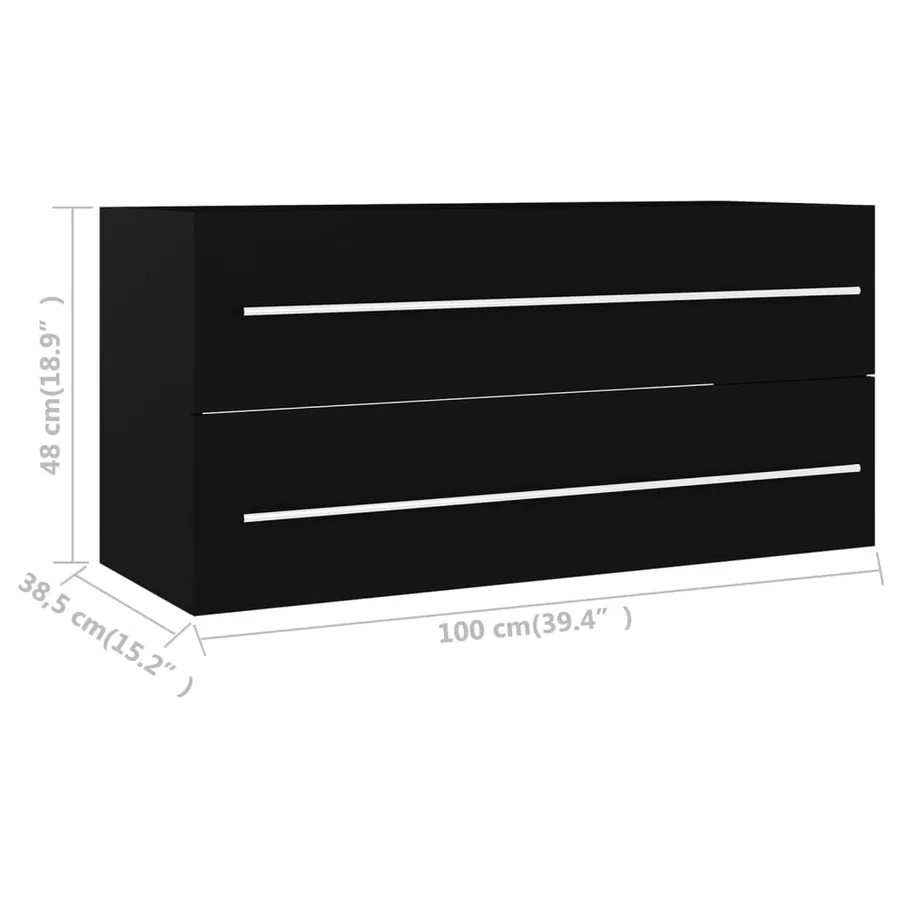 Armoire d'évier Noir 100x38,5x48 cm Bois d’ingénierie - 7