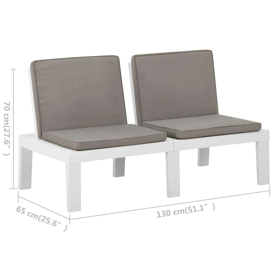 Salon de jardin 2 pcs avec coussins Plastique Blanc - 10