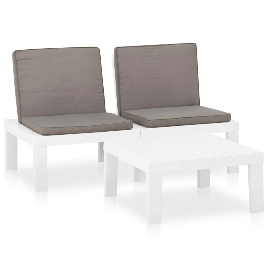 Salon de jardin 2 pcs avec coussins Plastique Blanc - 2