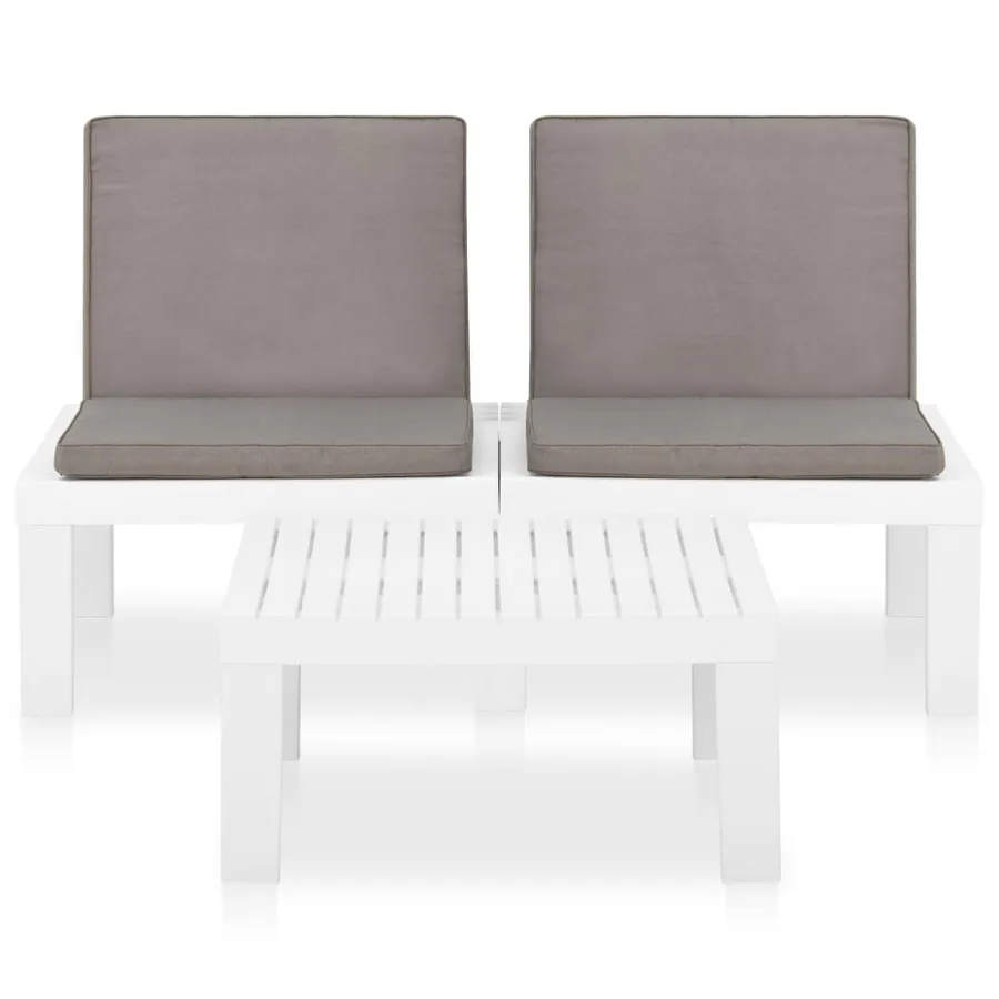 Salon de jardin 2 pcs avec coussins Plastique Blanc - 3