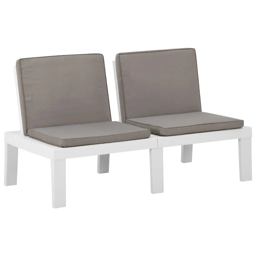 Salon de jardin 2 pcs avec coussins Plastique Blanc - 4