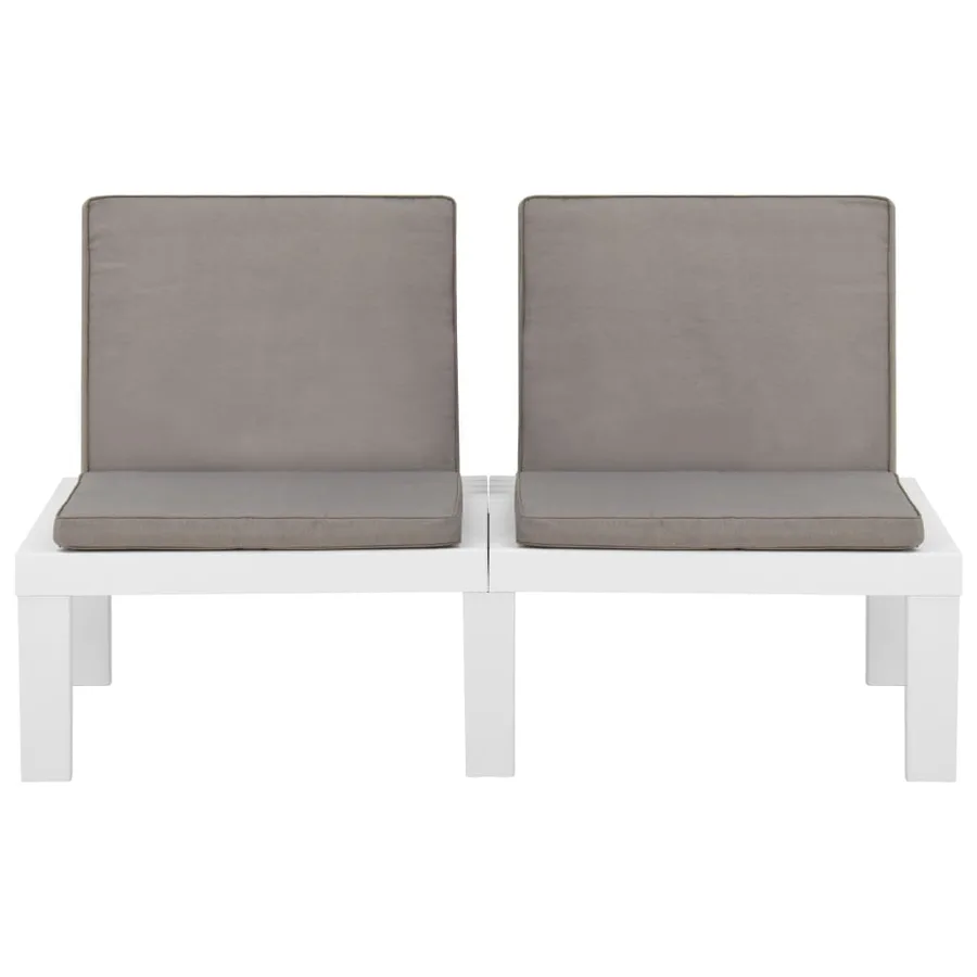 Salon de jardin 2 pcs avec coussins Plastique Blanc - 5