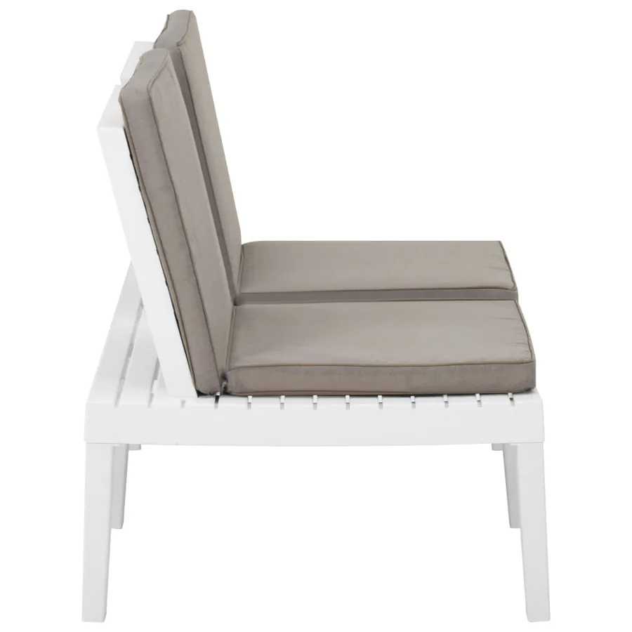 Salon de jardin 2 pcs avec coussins Plastique Blanc - 6