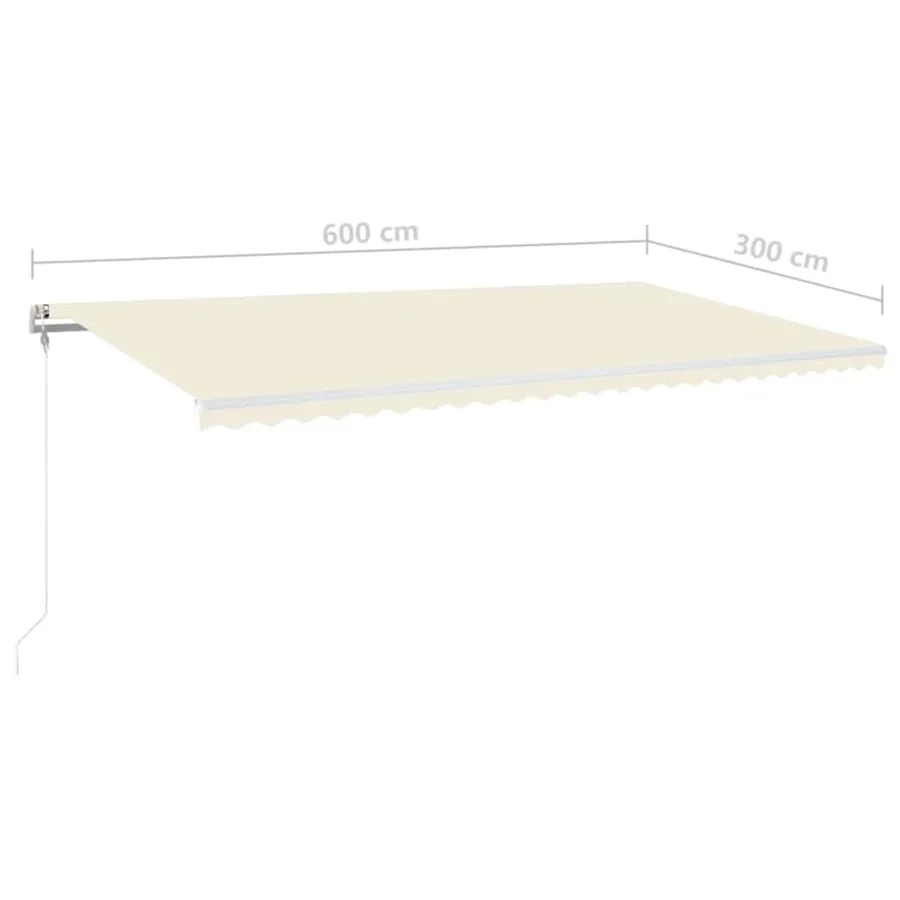 Auvent automatique avec capteur de vent et LED 600x300 cm Crème - 10