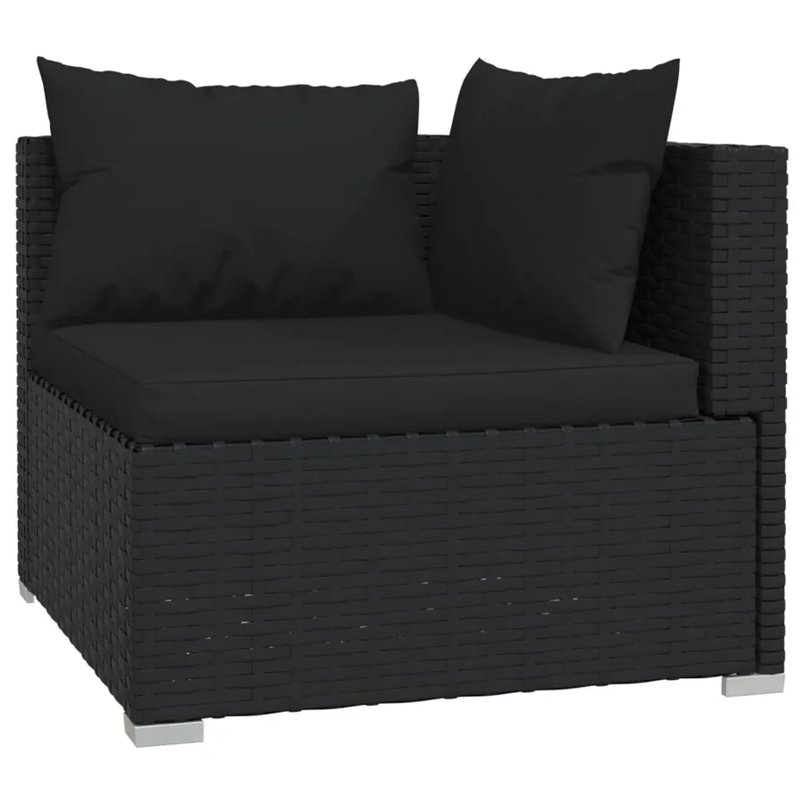 Salon de jardin 7 pcs avec coussins Résine tressée Noir - 5