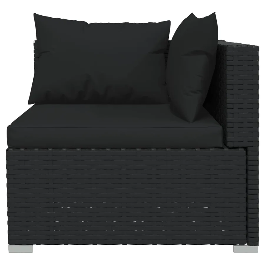 Salon de jardin 7 pcs avec coussins Résine tressée Noir - 6