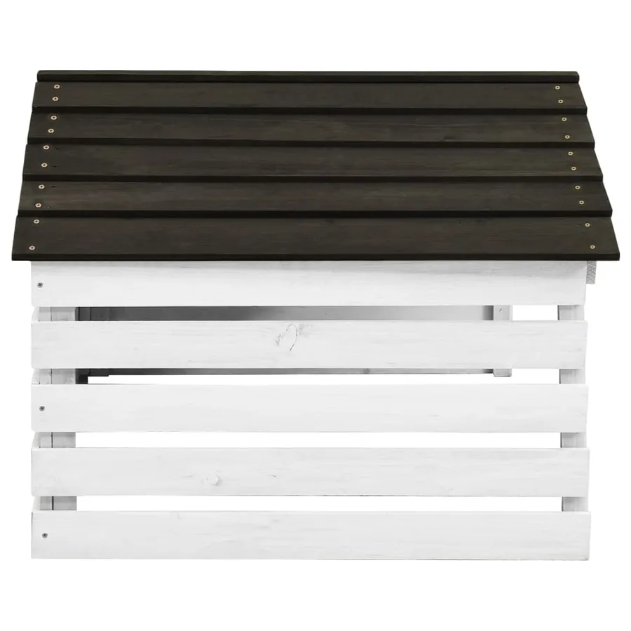 Garage de tondeuse à gazon Noir et blanc 78x74x54 cm Sapin - 3