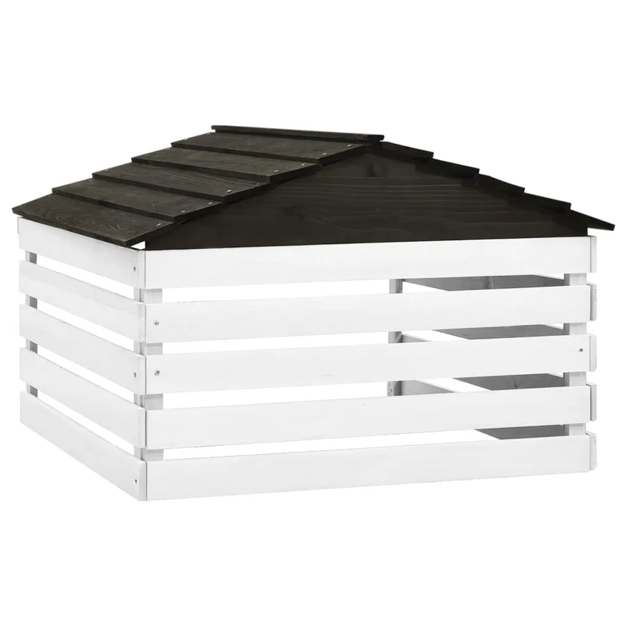 Garage de tondeuse à gazon Noir et blanc 78x74x54 cm Sapin - 4