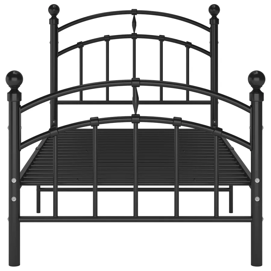 Cadre de lit sans matelas noir métal 100x200 cm - 3