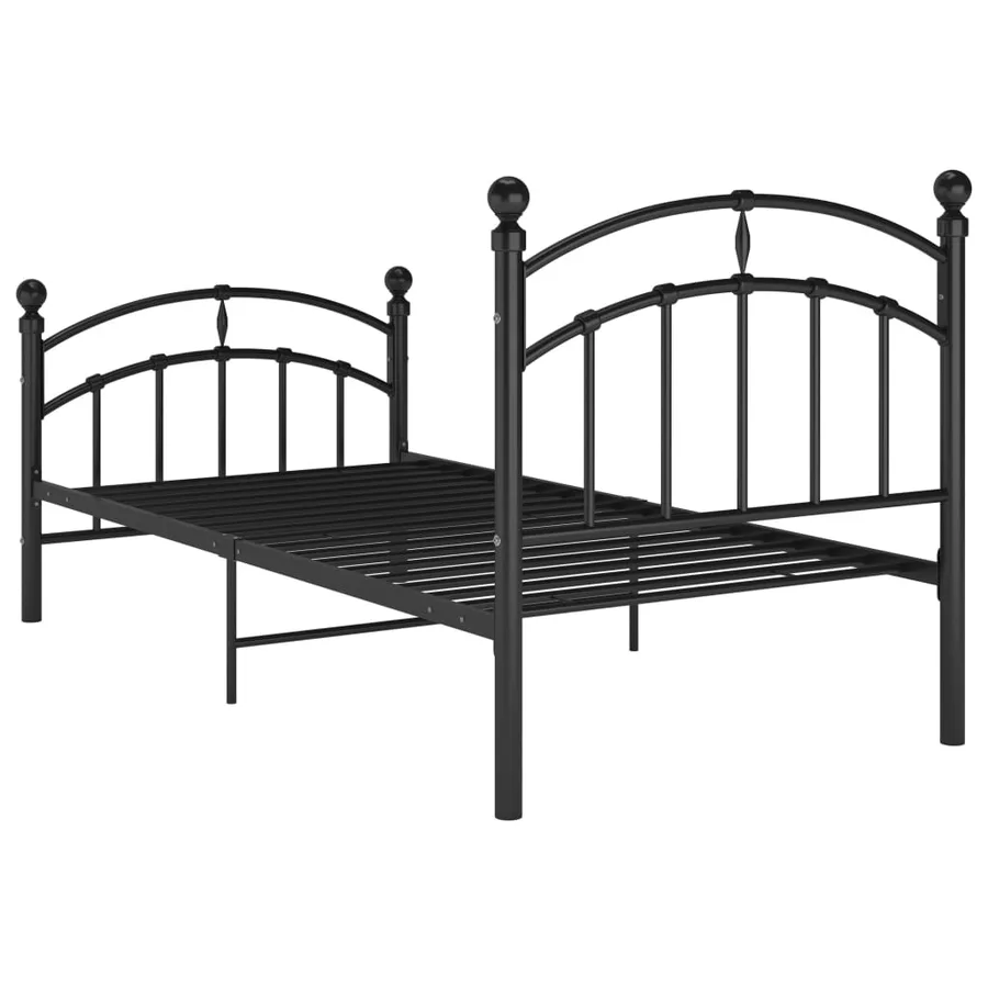 Cadre de lit sans matelas noir métal 100x200 cm - 5