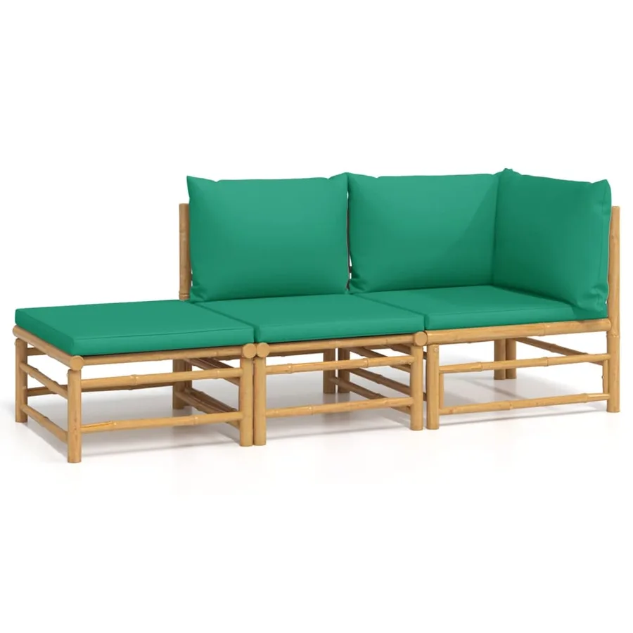 Salon de jardin 3 pcs avec coussins vert bambou - 2