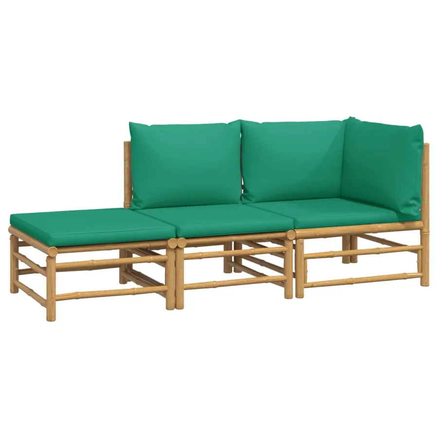 Salon de jardin 3 pcs avec coussins vert bambou - 3
