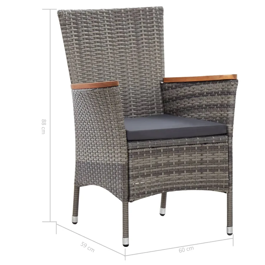 Ensemble à manger de jardin 9 pcs coussins Résine tressée Gris - 11