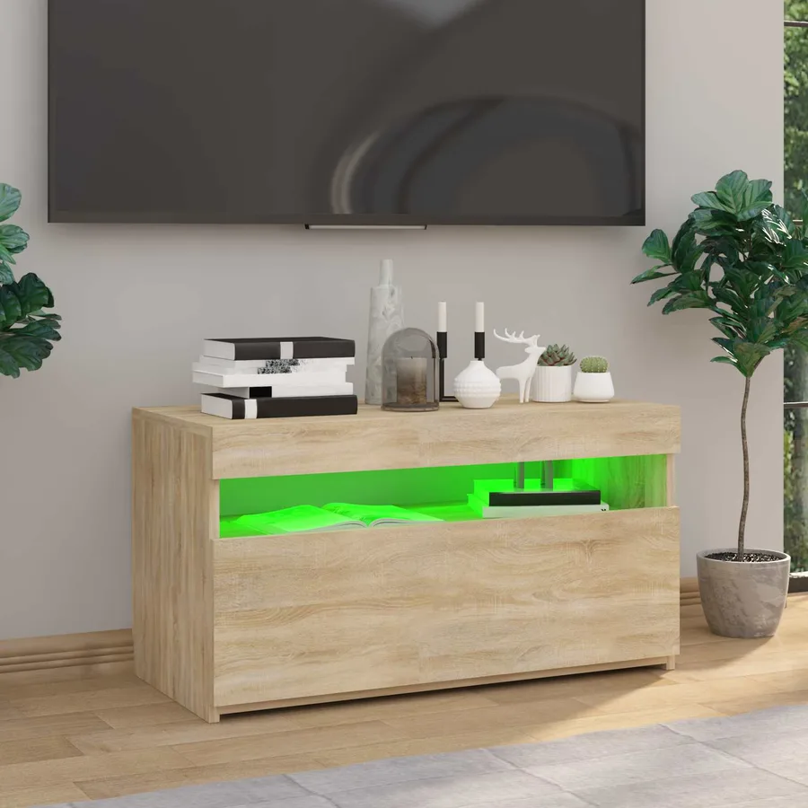 Meuble TV avec lumières LED Chêne sonoma 75x35x40 cm - 4
