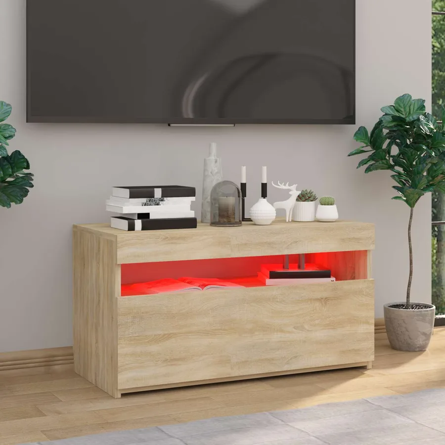 Meuble TV avec lumières LED Chêne sonoma 75x35x40 cm - 5