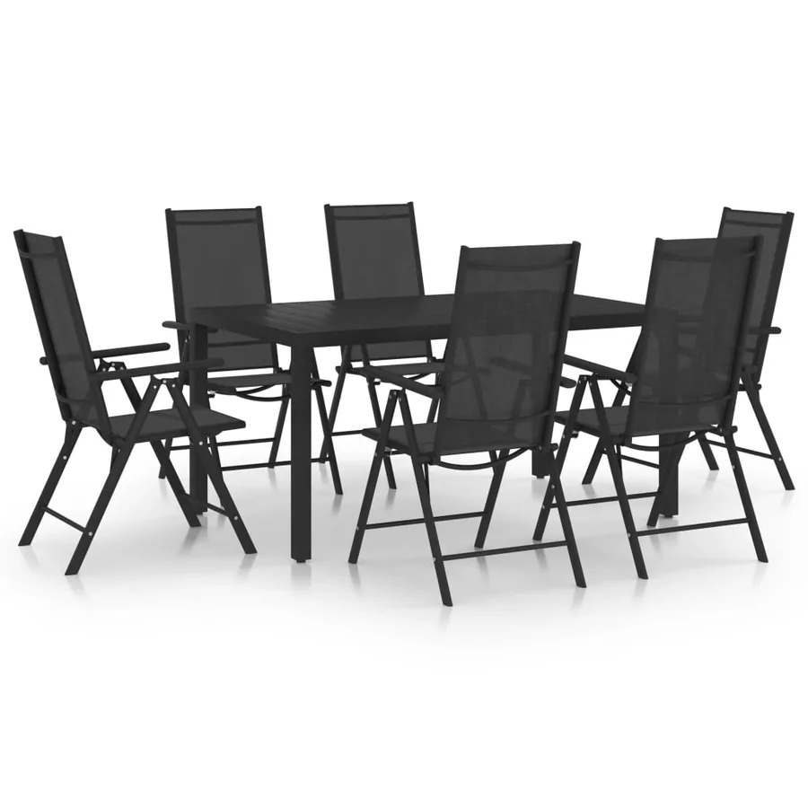 Ensemble à manger de jardin 7 pcs Aluminium Noir