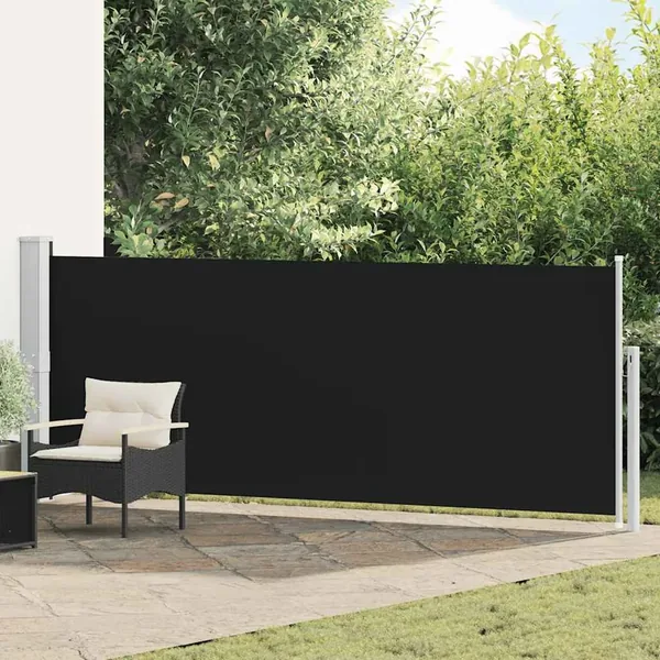 Auvent latéral rétractable de patio 140x500 cm Noir