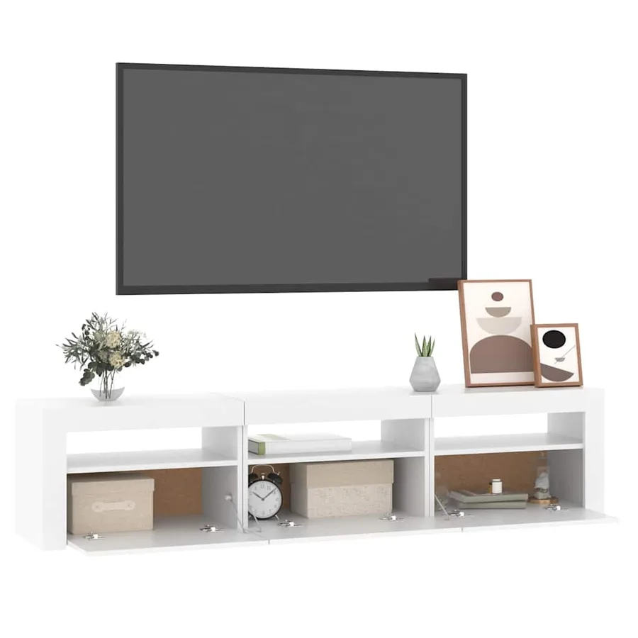 Meuble TV avec lumières LED Blanc 180x35x40 cm - 11