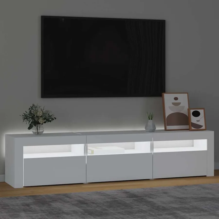 Meuble TV avec lumières LED Blanc 180x35x40 cm - 3