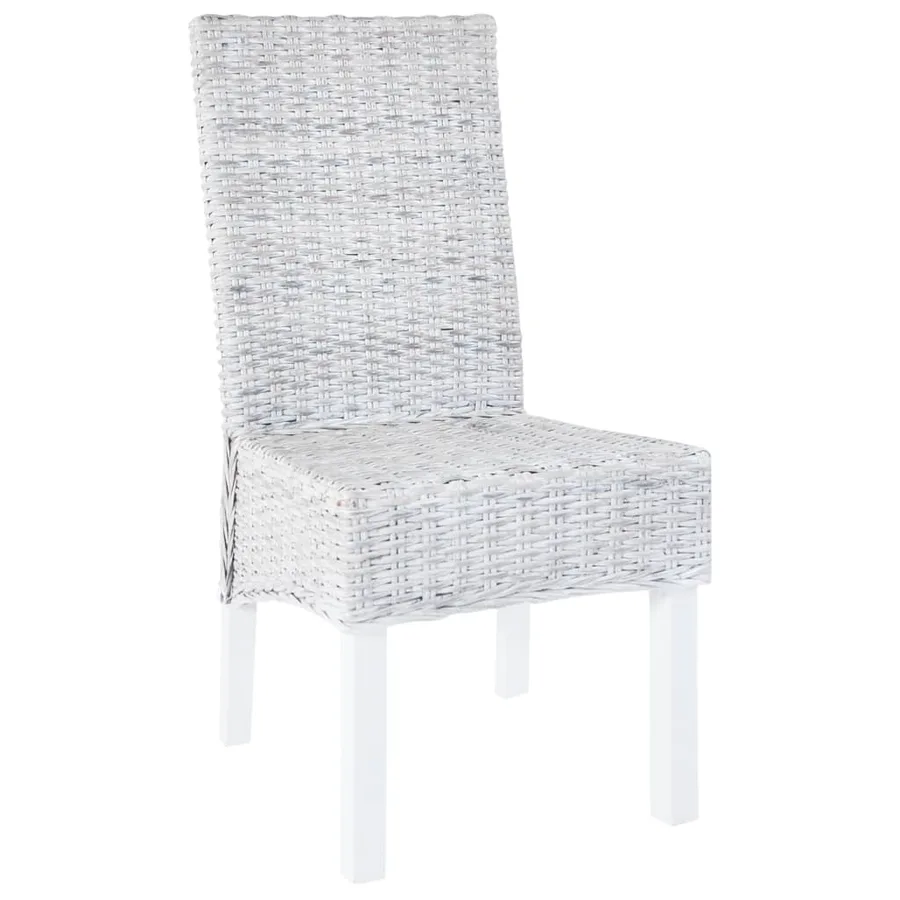 Chaises à manger lot de 2 rotin kubu et bois d'acajou - 2