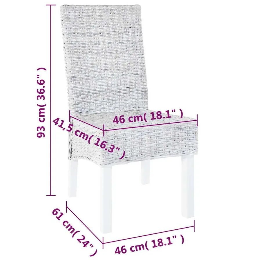 Chaises à manger lot de 2 rotin kubu et bois d'acajou - 8