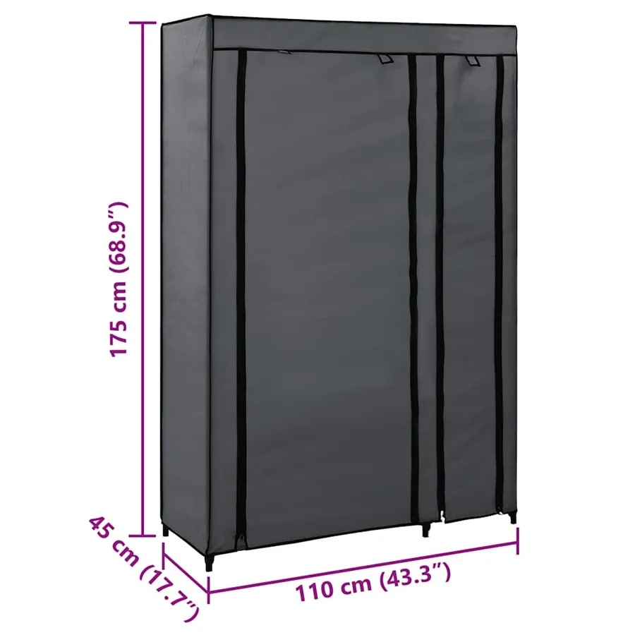 Garde-robe pliable Gris 110x45x175 cm Tissu - 7