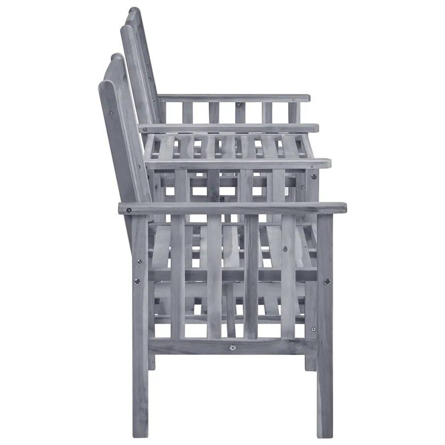 Chaises de jardin avec table à thé et coussins Acacia solide - 3