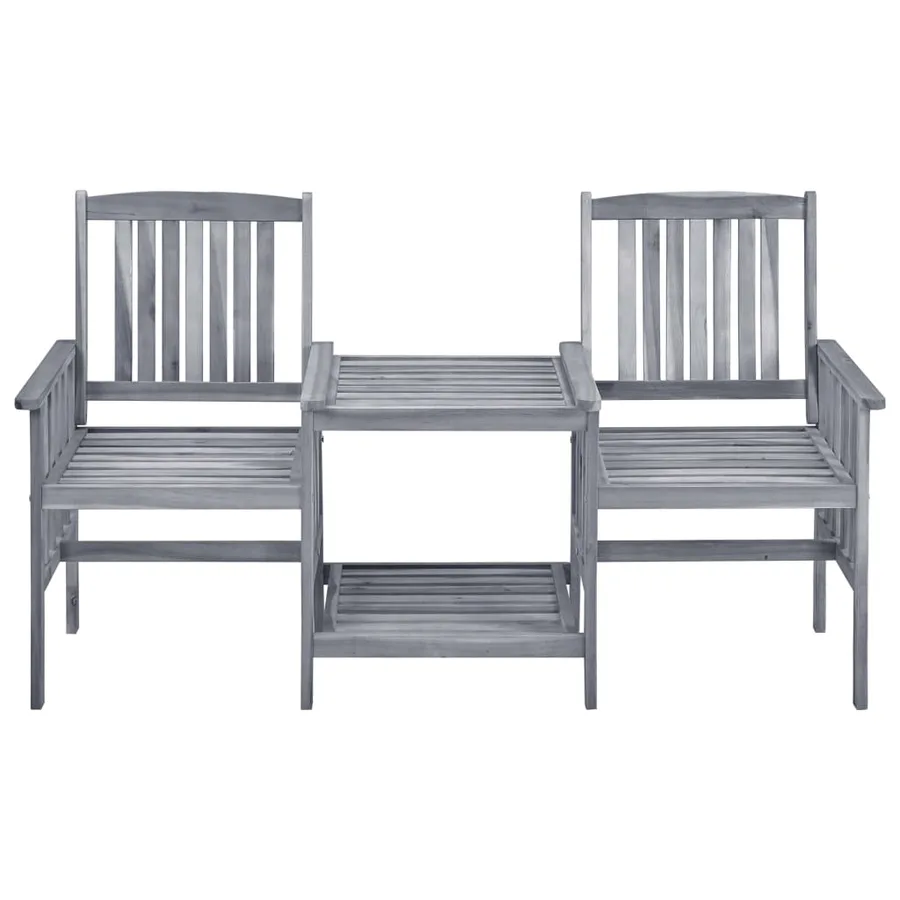 Chaises de jardin avec table à thé et coussins Acacia solide - 5