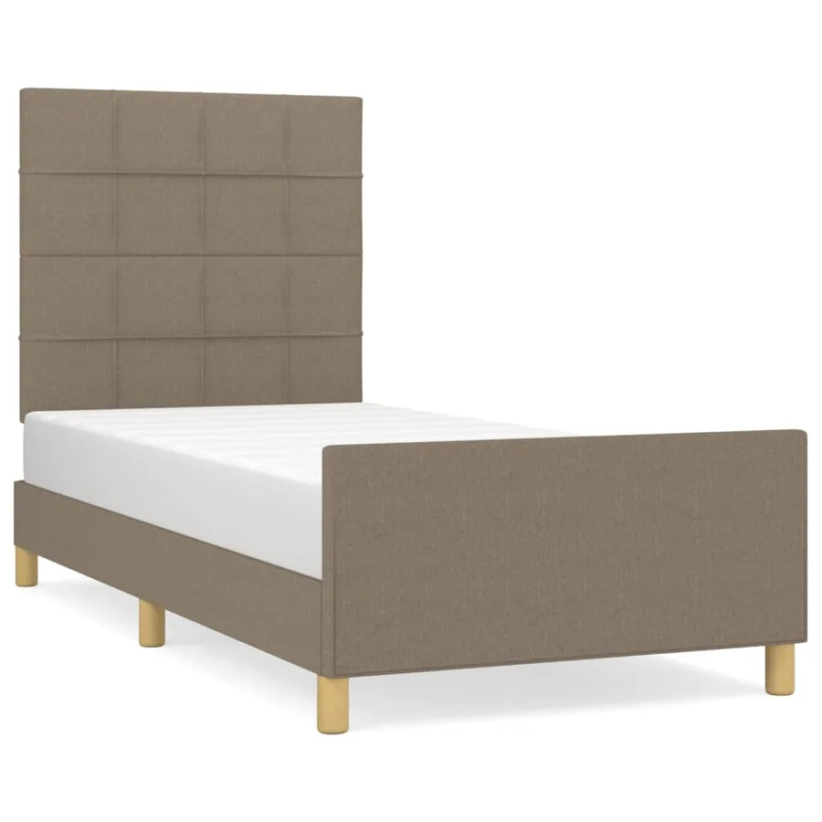 Cadre de lit sans matelas taupe 90x200 cm tissu - 2