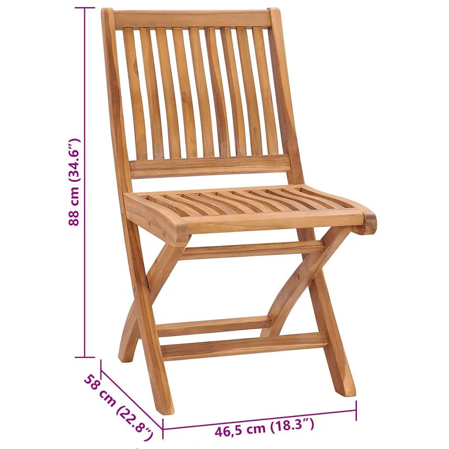Chaises de jardin lot de 2 et coussins crème Bois teck massif - 11