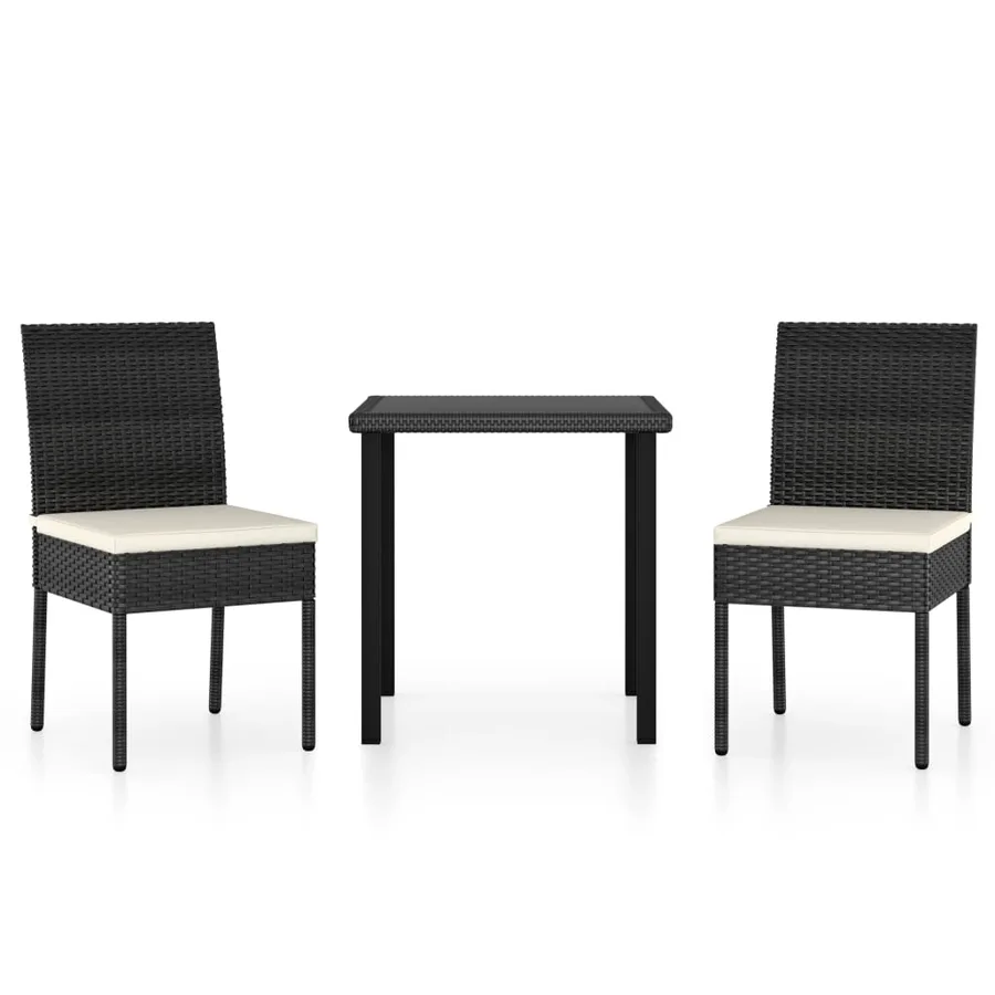 Ensemble à manger de jardin 3 pcs Résine tressée Noir - 2