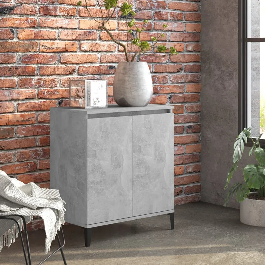 Buffet gris béton 60x35x70 cm bois d'ingénierie